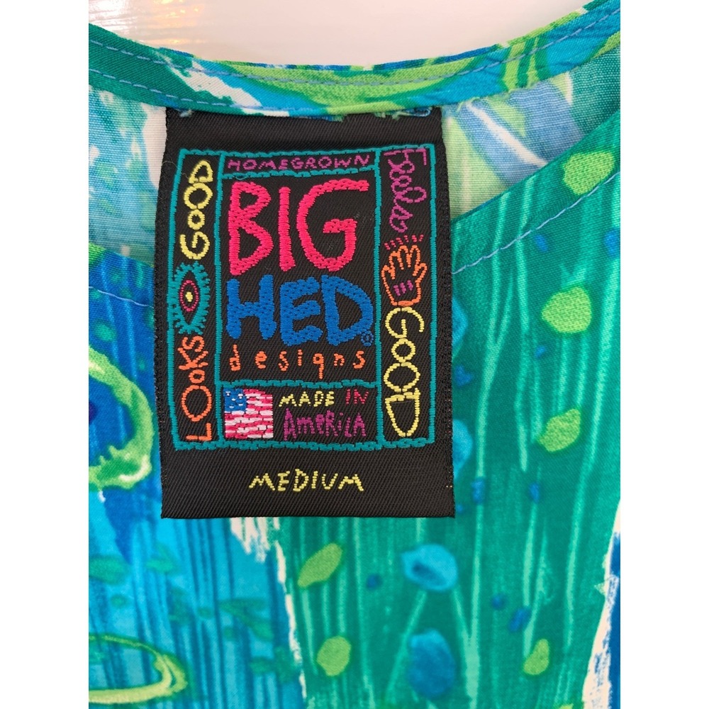 Vintage Big Hed Designs Beach House Dress Caribbean Hawaiian 90s Y2K / Size M - Picture 5 of 14